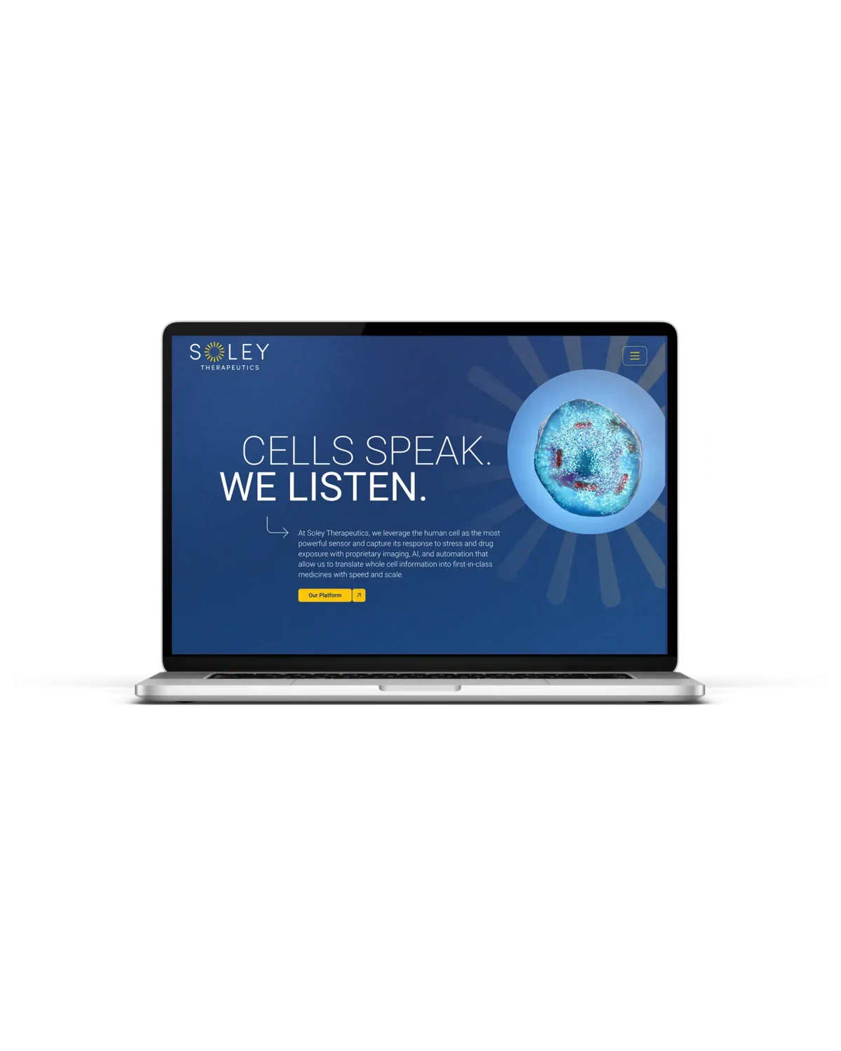 A research lab group website displayed on a laptop