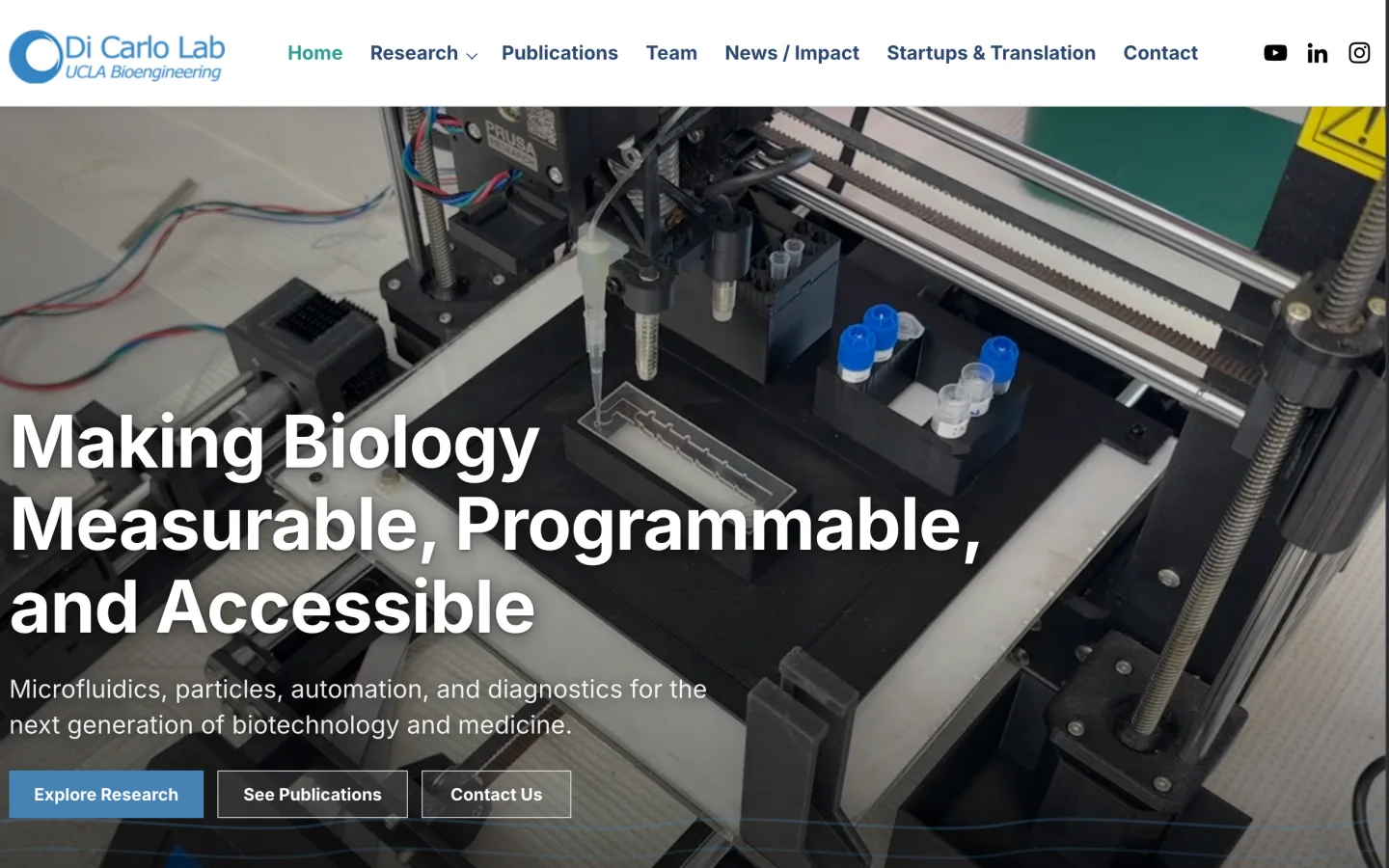 The Di Carlo Lab website homepage